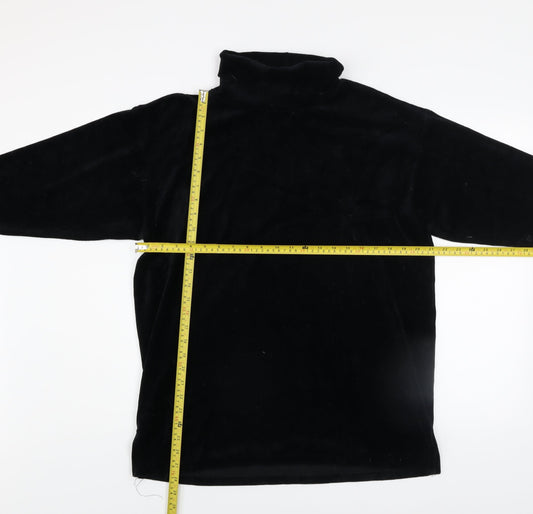 Marks and Spencer Women Black 8-10 Velour Roll Neck Long Sleeve Shift Dress