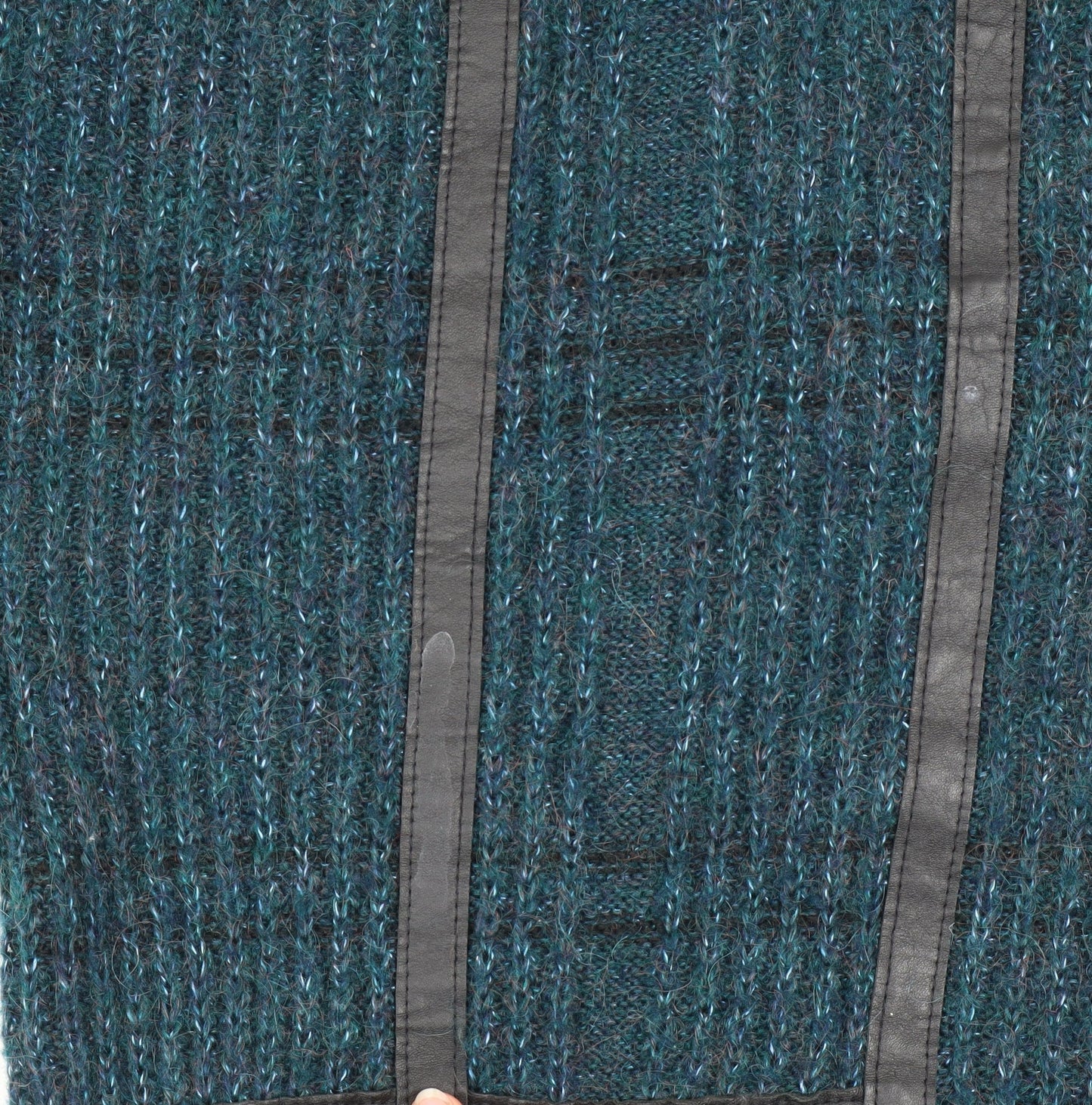 Marks and Spencer Men's Blue XL Leather Trim Wool Blend Chunky Knit Jumper