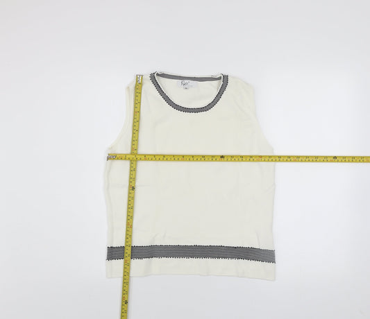 Klass Collection Women's Ivory Beaded Knit Tank Top M