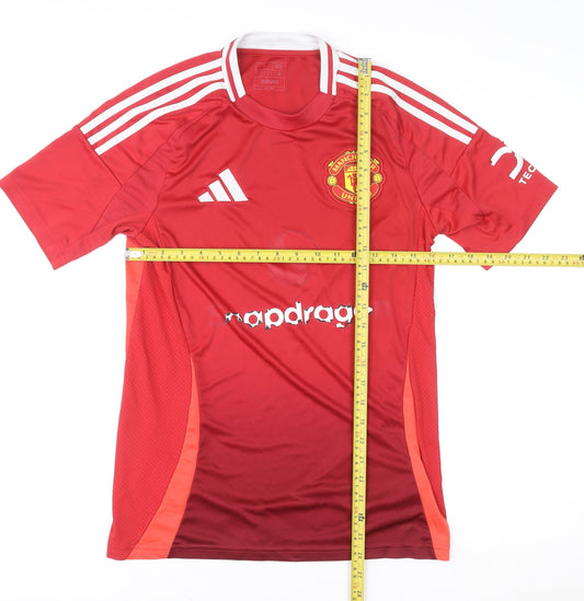 Adidas Men Red Manchester United Slim Fit Football Jersey S