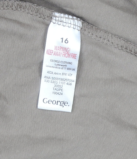 George Women Brown A-Line Long Sleeve High Neck Dress Size 16