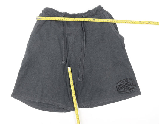 Lonsdale Men’s Grey Athletic Shorts L Elastic Waist Gym Wear