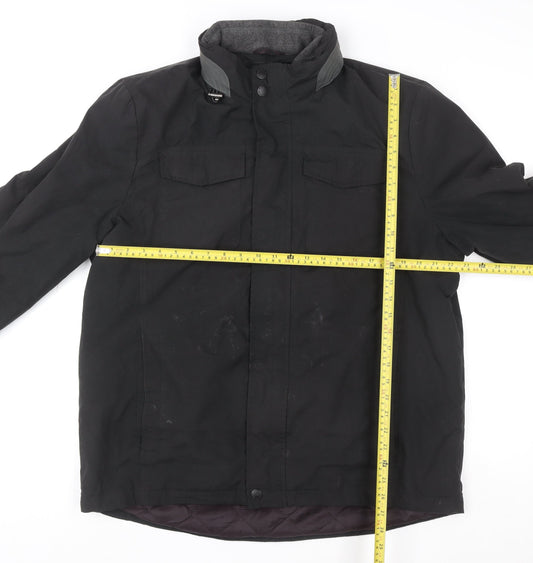 Atlantic Bay Men's Black L Parka Jacket Quilted Lined Stand Collar