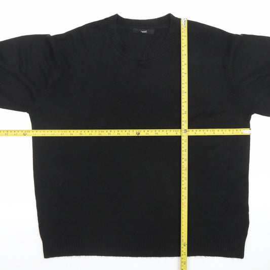 Next Mens Black Acrylic Crew Neck Jumper Size L Regular Fit