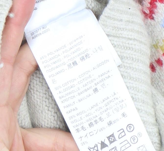 Levi's Womens Ivory Fair Isle Wool Blend Crew Neck Jumper Size S