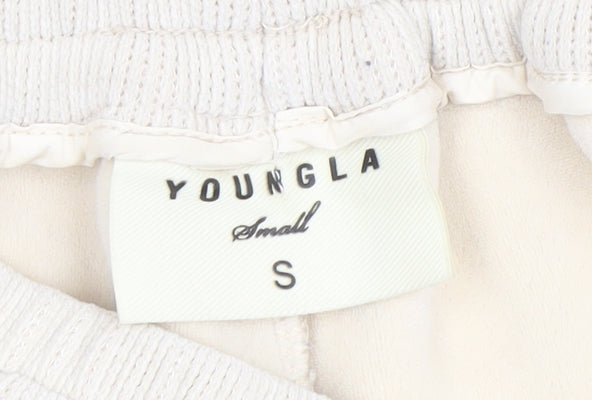 Womens UK Size S YoungLA Relaxed Fit Jogger Beige Trousers