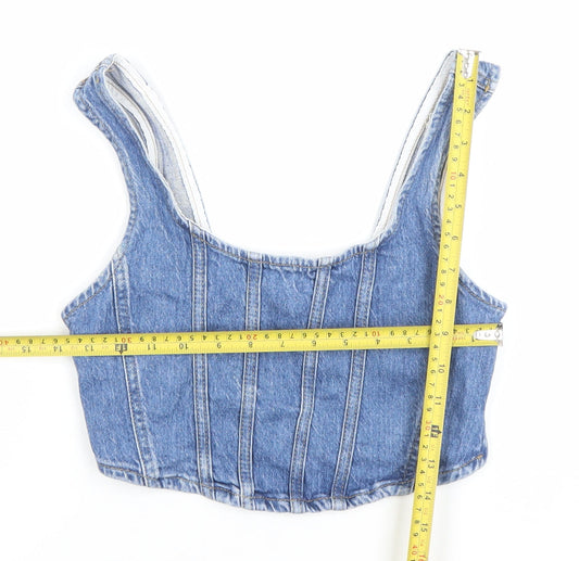 Womens UK Size XS Stradivarius Blue Cropped Tank