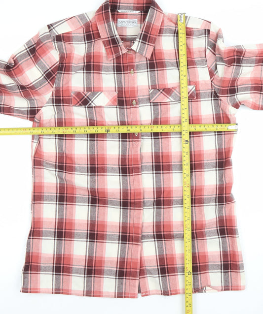 Craghoppers Women's Red Check Long Sleeve Button-Up Shirt Size 12