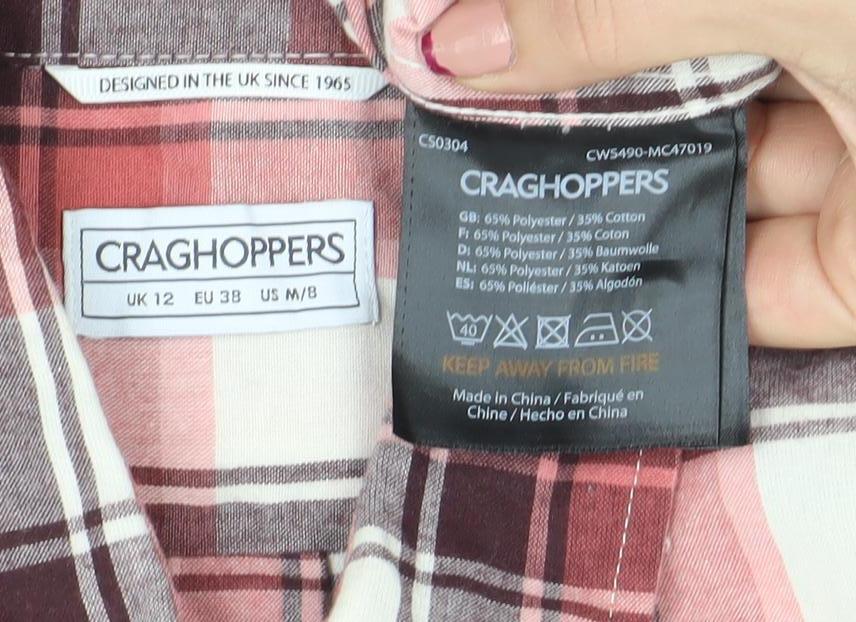 Craghoppers Women's Red Check Long Sleeve Button-Up Shirt Size 12