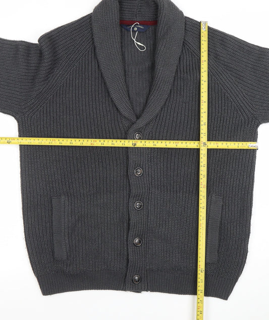 Tokyo Laundry Men’s Grey Chunky Knit Cardigan L Wool Blend