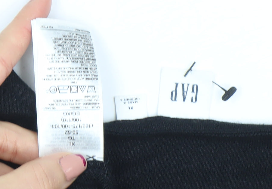 GAP Womens Black Wrap V-Neck Short Sleeve Cotton Jumper XL