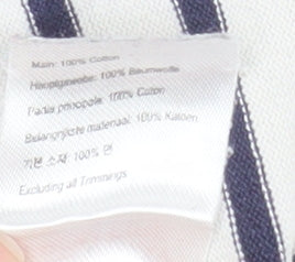 Joules Women's White Navy Striped Boat Neck Long Sleeve Cotton T-Shirt Size 10