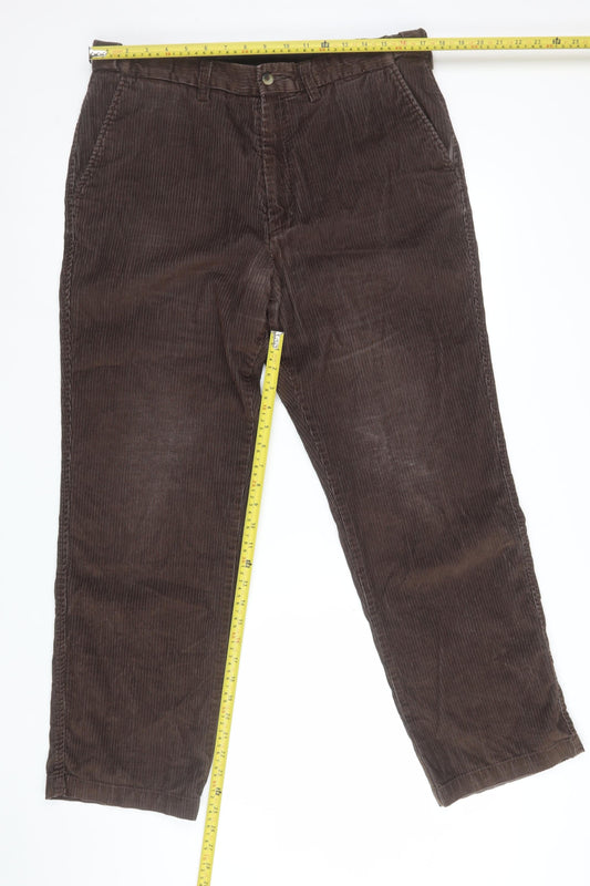Marks & Spencer Men’s Brown Corduroy Chino Trousers 36W 29L Regular Fit