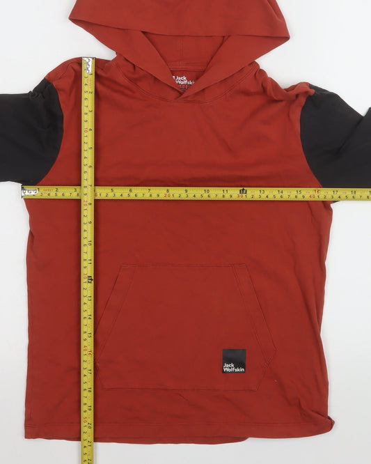 Boys UK Size 11-12 Years Jack Wolfskin Red Pullover Hoodie