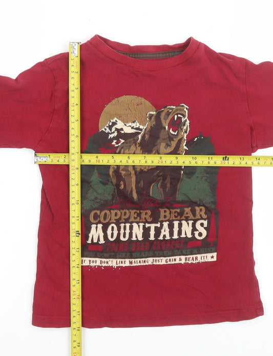 GapKids Boys Red Bear Graphic Long Sleeve Cotton T-Shirt 8 Years