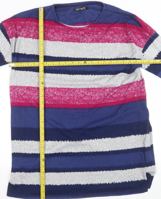 Bonmarché Women’s Multicoloured Striped Jersey Top Size 16 3/4 Sleeve