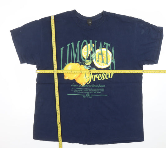 River Island Men's Blue L Limonata Fresco Graphic Cotton T-Shirt