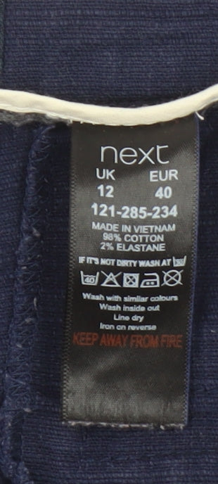 Next Women Blue Chino Slim Trousers Size 12R Cotton Stretch