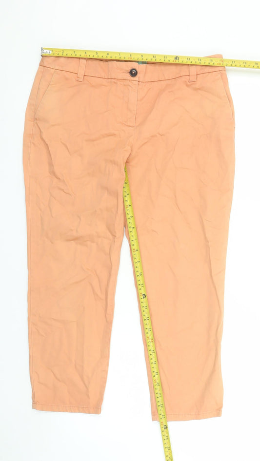 Boden Women's Orange Cropped Cotton Trousers Size 12