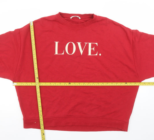 Tu Women Red LOVE. Graphic Pullover Sweatshirt Size M