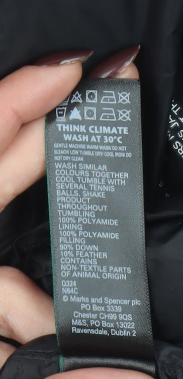 Marks and Spencer Women's Black Size 6 Puffer Jacket Down Filled