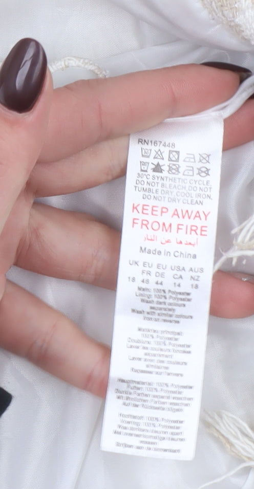 Boohoo Women Beige Check Double-Breasted Blazer UK 18 Tweed Style