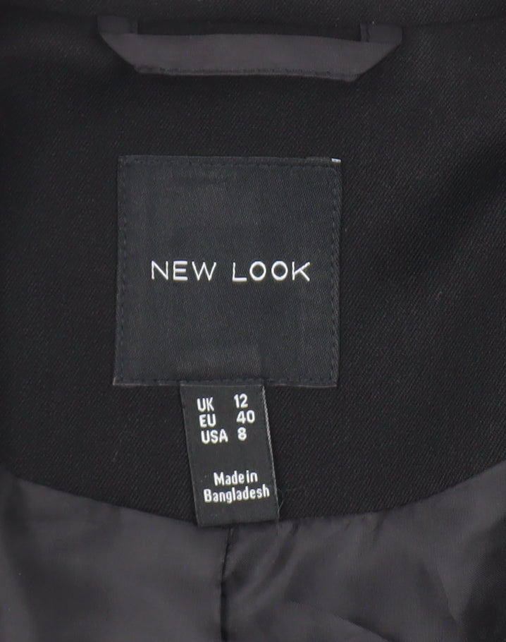 New Look Women's Black Cropped Blazer UK 12 Notch Lapel Slim Fit