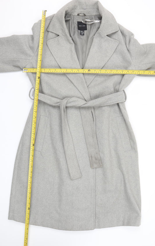 New Look Women Grey Belted Long Trench Coat Size 14