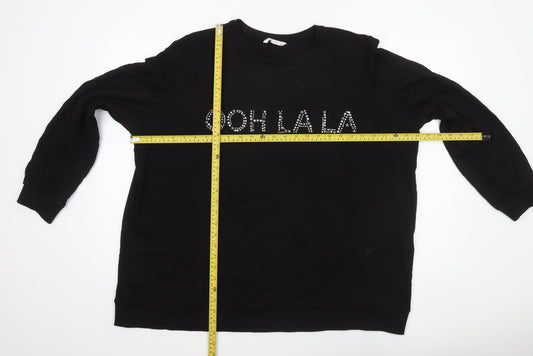 Tu Women Black Rhinestone Ooh La La Pullover Sweatshirt Size 24