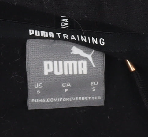 Puma Women Black Small Pullover Hoodie Sweatshirt Lightweight Cotton Blend