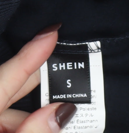 SHEIN Women's Black Pullover Hoodie Size S Flight Print Sweatshirt