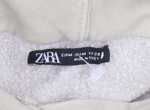 Womens UK Size M Zara Beige Pullover Hoodie