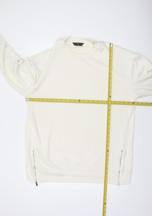 F&F Women Ivory Long Sleeve Zip Accent Pullover Sweatshirt UK 20