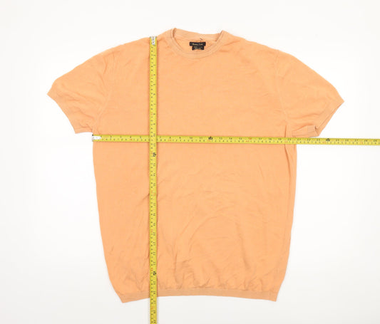 Massimo Dutti Men's Beige XL Crew Neck Cotton Pullover Jumper