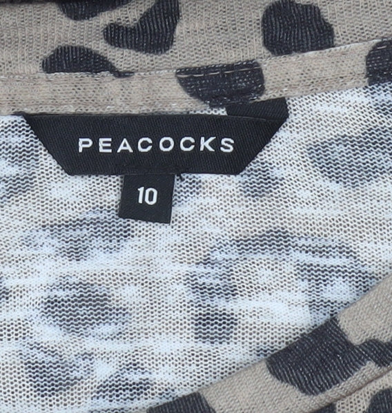 Peacocks Women’s Beige Leopard Print Long Sleeve Knit Top Size 10