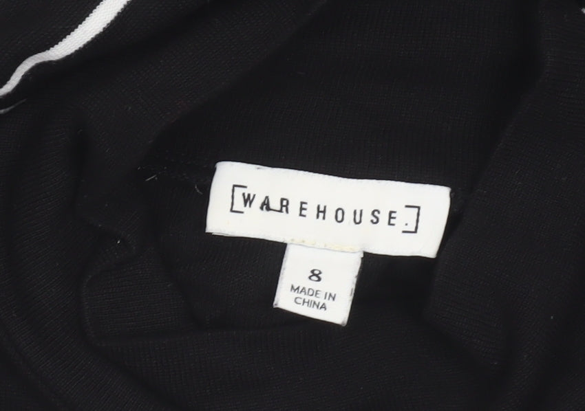 Womens UK Size 8 Warehouse Black Basic T-Shirt