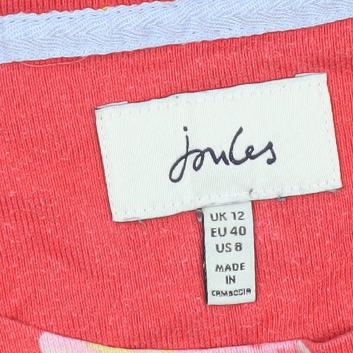 Joules Womens Red Floral Long Sleeve Cotton T-Shirt UK 12