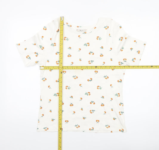 Tu Women’s White Floral Cotton Short Sleeve T-Shirt Size 18