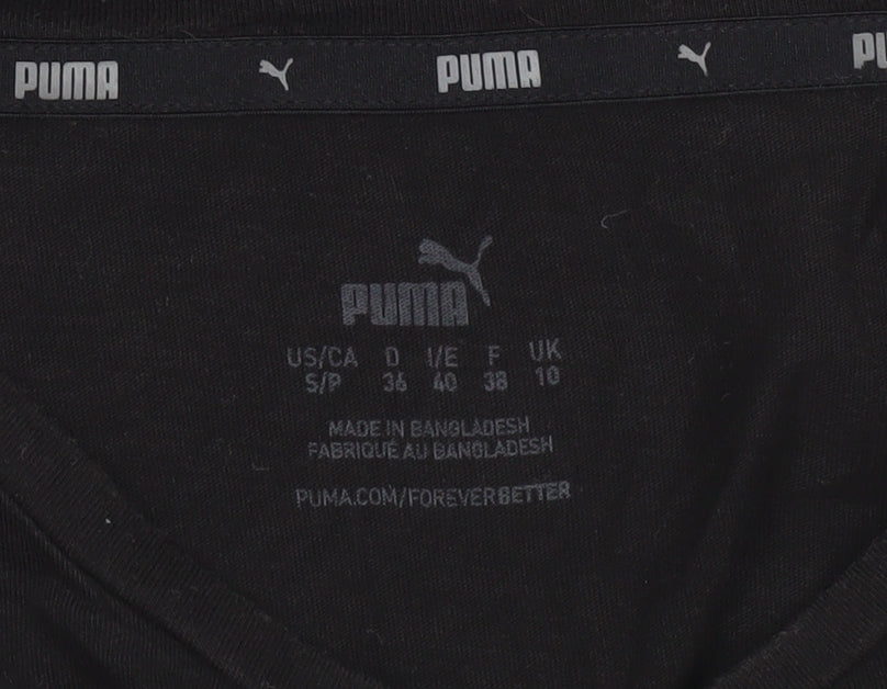 Puma Women Black Cotton Jersey T-Shirt Size 10