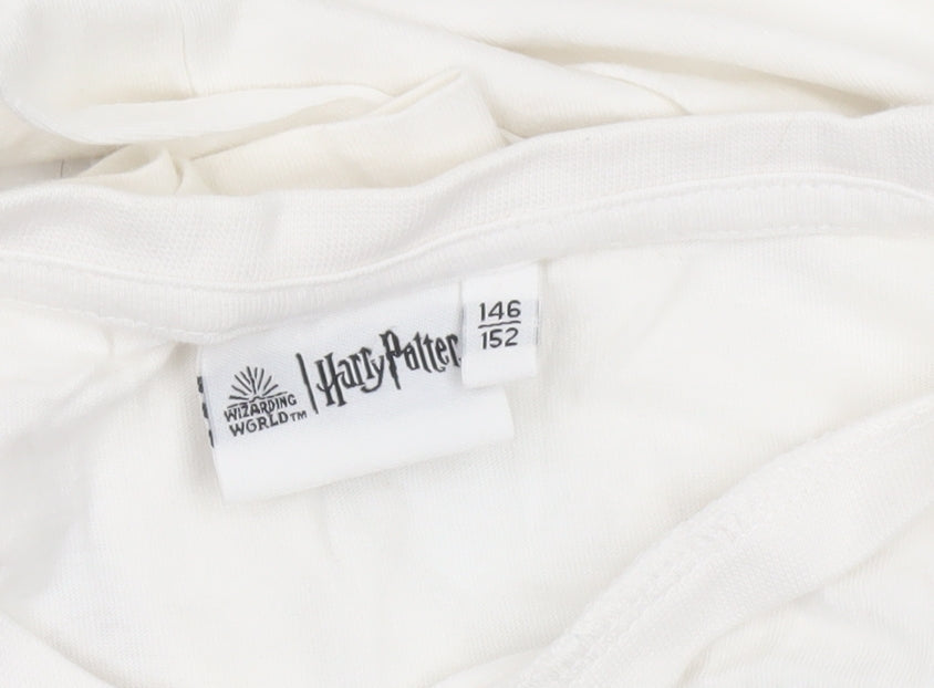 Harry Potter Girls White Cropped Long Sleeve Hogwarts T-Shirt Size 146