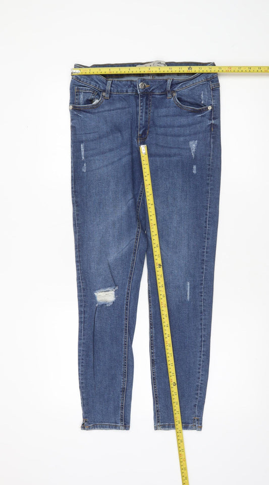 Denim Co. Womens Blue Distressed Skinny Jeans Size 12 UK