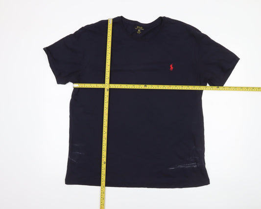 Ralph Lauren Men's Navy Blue Custom Fit T-Shirt XXL Cotton