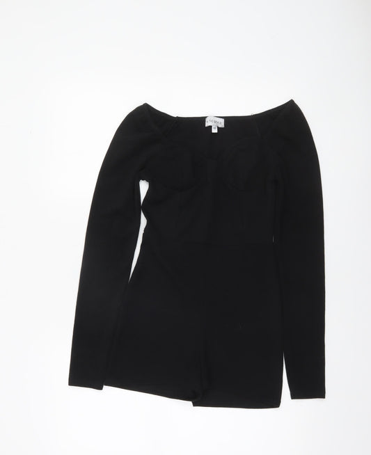 Womens UK Size 10 In the Style One-Piece Black Playsuit
