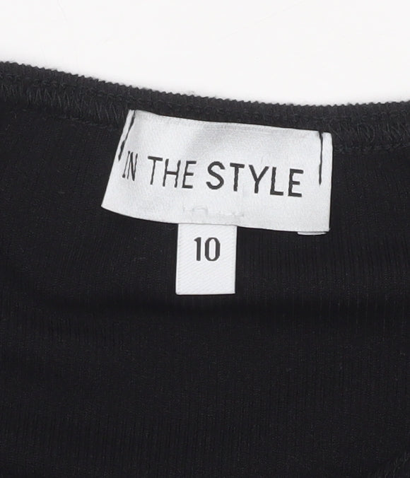 In The Style Women's Black Long Sleeve Playsuit Size 10 Polyester Blend