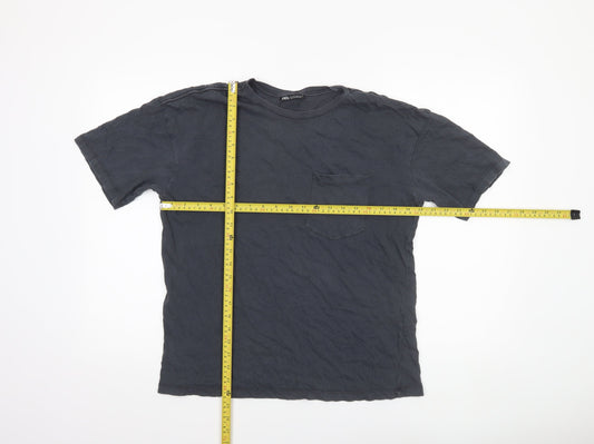 Womens UK Size S Zara Black Basic T-Shirt