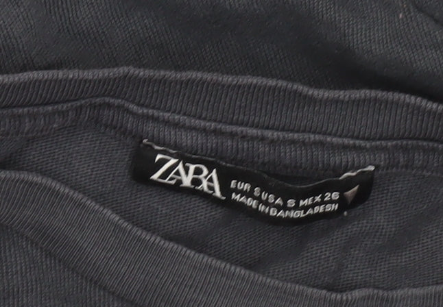 Womens UK Size S Zara Black Basic T-Shirt