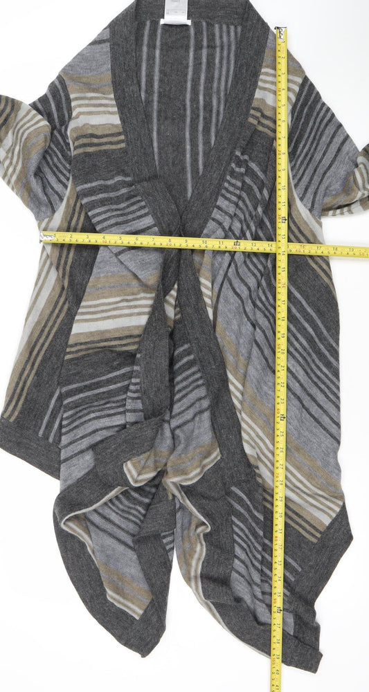 Damart Womens Grey Striped Open Knit Long Sleeve Cardigan Size 14/16