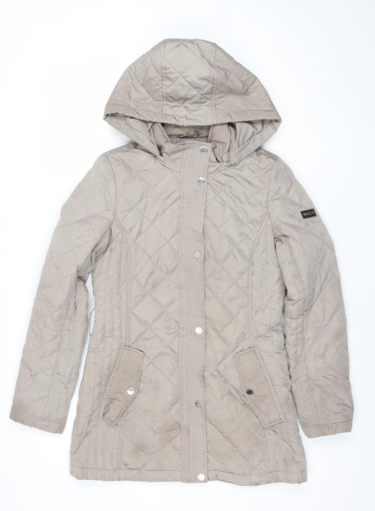 Womens UK Size XS DKNY Beige Quilted Coat