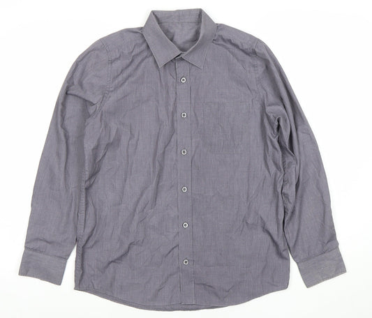 Boys UK Size 13-14 Years Dunnes Stores Grey Basic Button-Up
