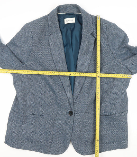 Marks and Spencer Womens Blue Wool Blend Single Breasted Blazer UK 22